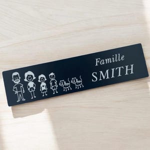 Placa adesiva familiar para caixa de correio para personalizar sua escolha - Cor, caracteres e gravação de sua escolha Placa gravada para personalizar