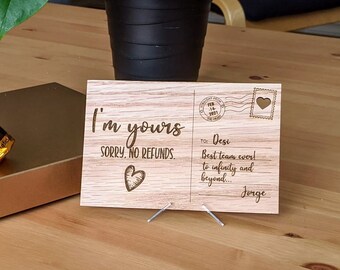 Personalized Romantic Wooden Postcard