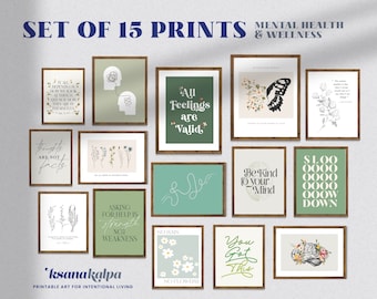 Psychische Gesundheit Print Bundle: 15er Set, Schulpsychologe, Therapie Büro Dekor (digitaler Download)