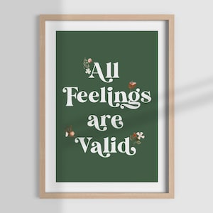 ALL FEELINGS are VALID, Psychische Gesundheit Poster, Therapeuten Büro, Therapie Büro, Psychologe, Beratung, Büro Deko, Büro Wandkunst