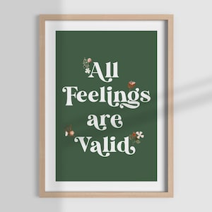 ALL FEELINGS are VALID, mental health poster, therapist office, therapy office, psychologist, counselling, office decor, office wall art