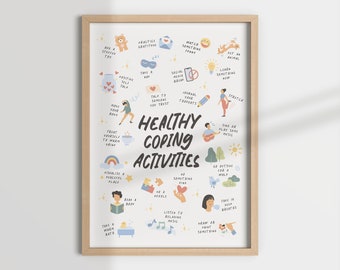 Healthy Coping Activities, School Psychologist, Therapy Office Decor (Digital Download)