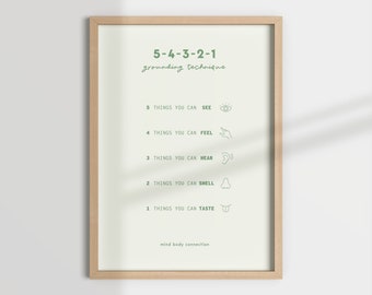 Grounding Technique Print, Counselor Office Decor (Digital Download)