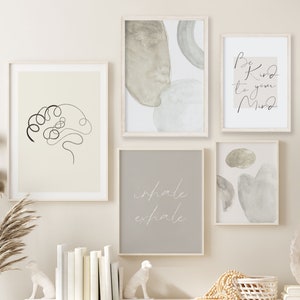 Tranquil Therapist Office Print: Set of 5, Neutral Abstract Gallery Wall Art, Therapy Office Decor (Digital Download)
