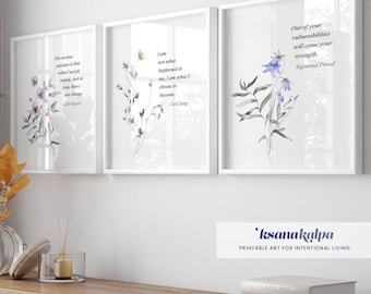 Psychology Quotes Print Set of 3, Freud, Jung, Rogers, School Psychologist, Therapy Office Decor (Digital Download)