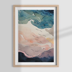 INHALE EXHALE SEQUENCE, therapy office, therapist decor, school counsellor, mental health art, counselling, office decor, watercolor prints