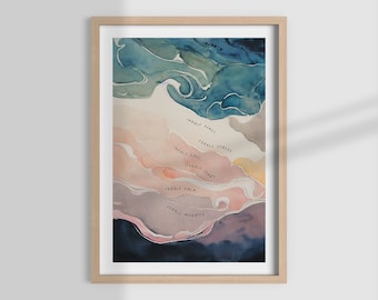 INHALE EXHALE SEQUENCE, therapy office, therapist decor, school counsellor, mental health art, counselling, office decor, watercolor prints