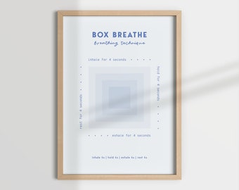 BOX BREATHE, breathing technique, psychologist office, mental health, therapy office decor, therapist decor, counselling office, social work