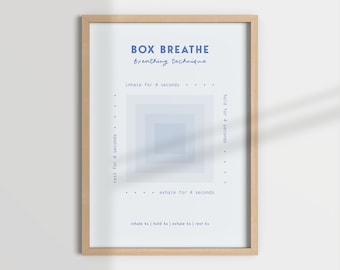 Box Breathe Print, Mental Health Therapy Decor (Digital Download)