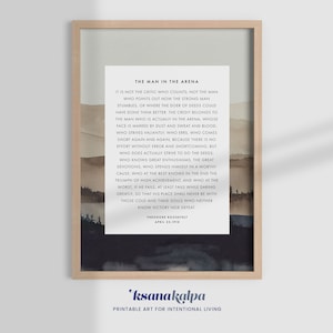 MAN in the ARENA, daring greatly quote, theodore roosevelt, office wall art, office decor, therapy office, the man in the arena printable