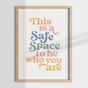 THIS is a SAFE SPACE, mental health poster, therapy office, therapist, counselling, social work, school counselor, therapy art