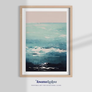 Impresión de acuarela "Aprende a surfear", decoración de oficina terapéutica (descarga digital)