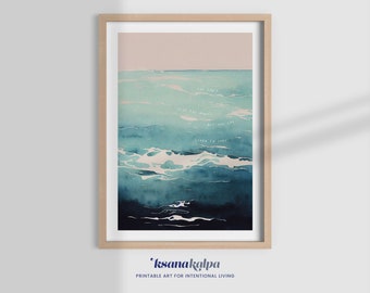 Learn to Surf Watercolor Print, Therapy Office Decor (Digital Download)