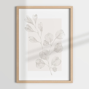 PLANT STIPPLING, art mural beige, art mural neutre, impressions beiges, minimaliste, décor mural neutre, tons naturels, art mural moderne