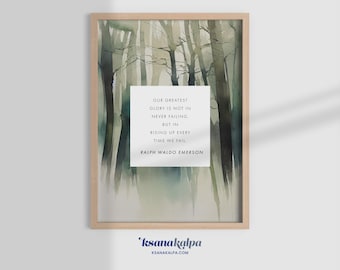 Ralph Waldo Emerson Quote, Rising Up, mental health wall art print, therapy office decor, psychology, inspirational quote (Digital Download)