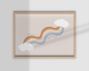 Healing is Non-Linear Rainbow Print, Therapy Office Decor (Digital Download)