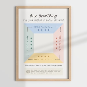 BOX BREATHE, breathing technique, mental health, school counselor, therapy office, therapist, counselling office, social work, psychologist