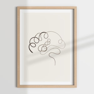 ABSTRACT BRAIN, line drawing, minimal line art, therapy office, therapist decor, counselling office, psychologist, counsellor