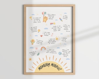 Morning Mindset Affirmations Print, Classroom Decor (Digital Download)