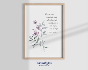Carl Rogers Quote Print, Watercolor Flowers, Therapy Office Decor (Digital Download)
