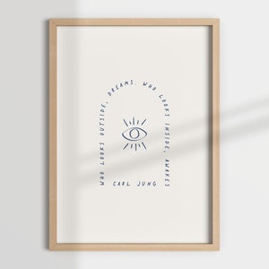 CARL JUNG quote, look within, psychology quote, psychologist office, therapy office, mental health art, counselling office, mindful print