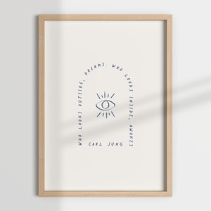 CARL JUNG art print, carl jung quote, look within, mental health, psychologist office, therapy art, self awareness, mindful print