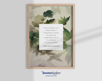 Ralph Waldo Emerson Quote, Be Yourself, mental health wall art print, therapy office decor, psychology, inspirational (Digital Download)