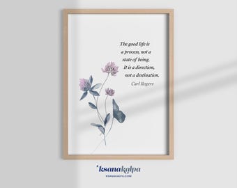 Carl Rogers Zitat Print, Therapie Bürodeko, Aquarell Blumen (Digitaler Download)