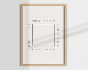 Box Breathing Technique Art Print, Counselor Office Decor (Digital Download)