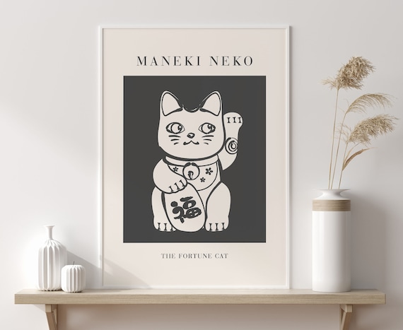 MANEKI NEKO Wall Art, Fortune Cat, Manekineko Print, Lucky Cat, Mid  Century, Museum Poster, Exhibition Art, Neutral Print, Housewarming Gift -   Israel