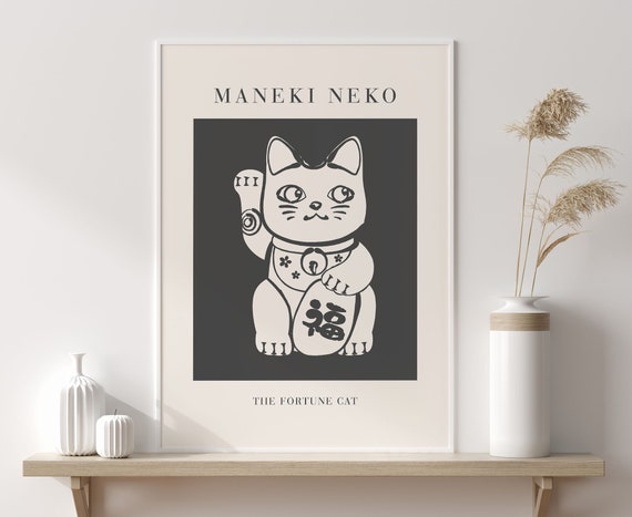 Buy MANEKI NEKO Right Paw Wall Art, Fortune Cat, Manekineko Print, Lucky  Cat, Neutral Print, Housewarming Gift Online in India 