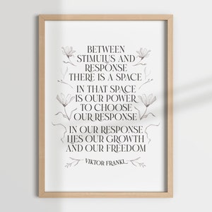 VIKTOR FRANKL, psychology quotes, mindful quotes, office decor, therapy office, therapist decor, mental health, psychologist office