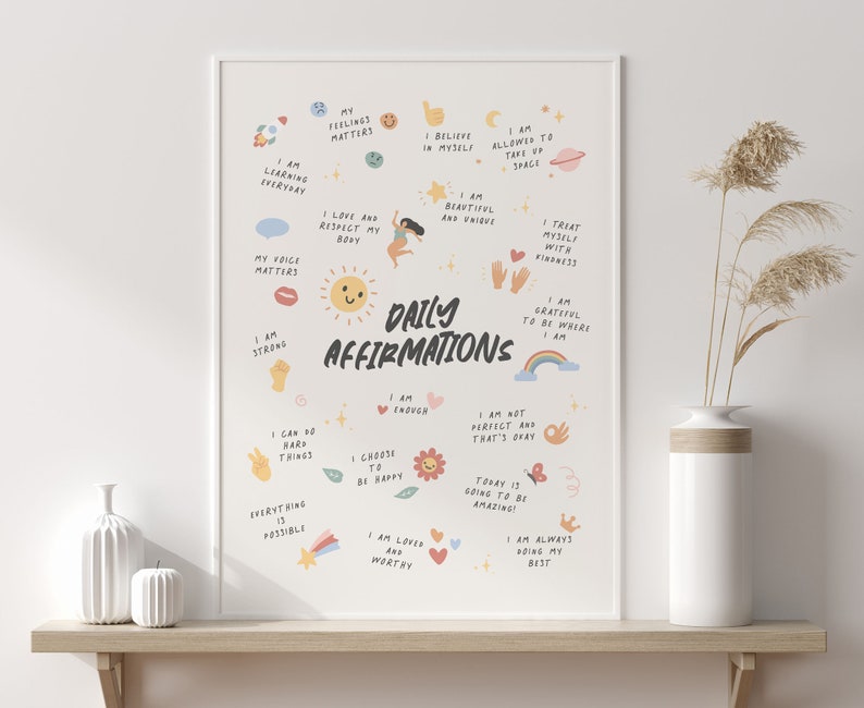 Daily Affirmations Art Print, Classroom Decor (Digital Download) image 2