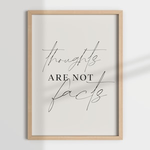 THOUGHTS are NOT FACTS, therapy decor, office prints, therapist decor, counselor office, social work, mental health, psychologist