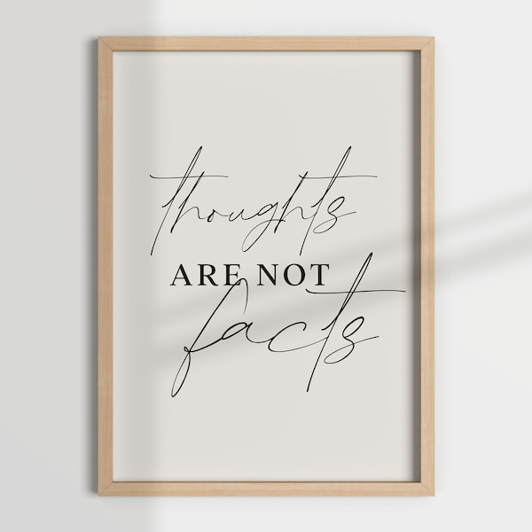 THOUGHTS are NOT FACTS, therapy decor, office prints, therapist decor, counselor office, social work, mental health, psychologist