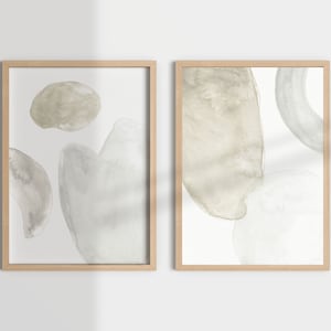 WATERCOLOR ABSTRACT set of 2, watercolor painting, abstract printable, modern art, office decor, office art, neutral print, greige wall art