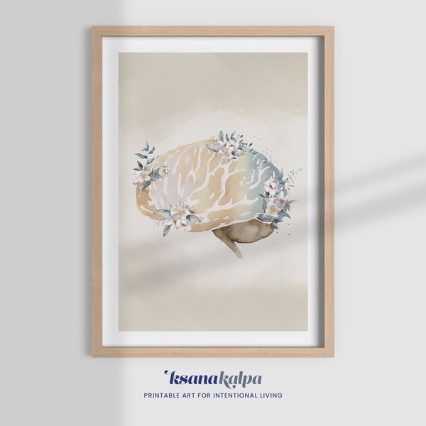 BRAIN BLOOM, brain art flower, psychology brain print, mental health poster, therapy office, psychologist decor, therapist gift