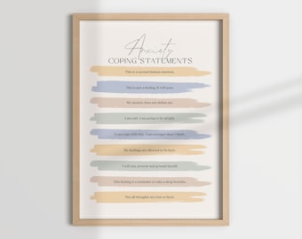 Stampa di frasi per affrontare l'ansia, decorazioni per ufficio per terapia (download digitale)