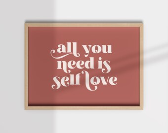 Self Love Typografie Art Print, feminine Wanddekoration (digitaler Download)