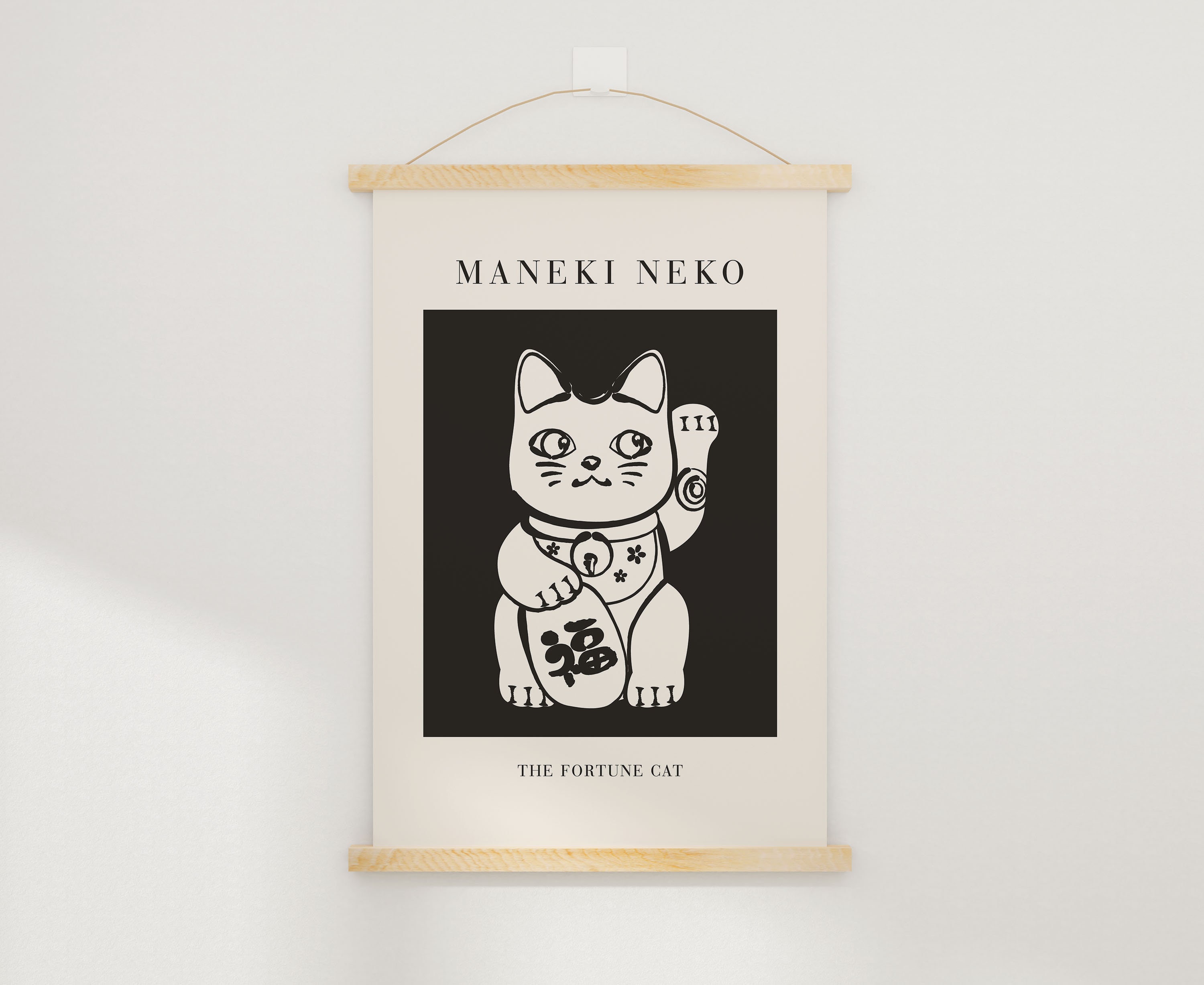 Lacky cat ページ Maneki Neko Print, Mid-century Lucky Cat Poster (digital Download