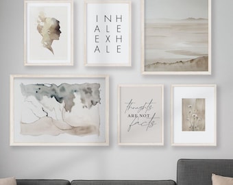 Neutral Watercolor Therapy Office Art Prints: Set of 6, Therapy Office Decor (Digital Download)