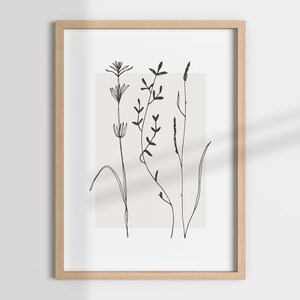 WILDFLOWERS 1, flower wall art, botanical print, flower prints, wildflower line art, flower wall print, neutral gallery wall, minimal flower