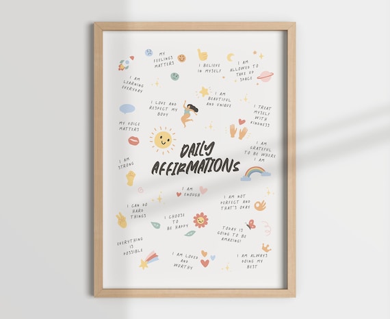 Daily Affirmations Art Print, Classroom Decor (Digital Download)