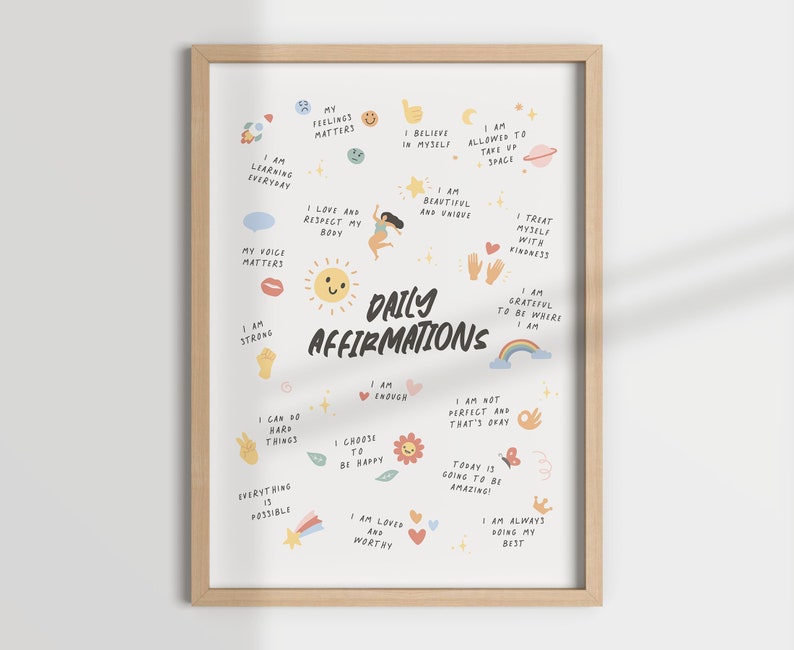 Daily Affirmations Art Print, Classroom Decor (Digital Download) image 1