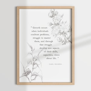 CARL ROGERS QUOTE, carl rogers, therapy decor, office decor, therapist decor, counseling, mental health, psychologist, psychology quote