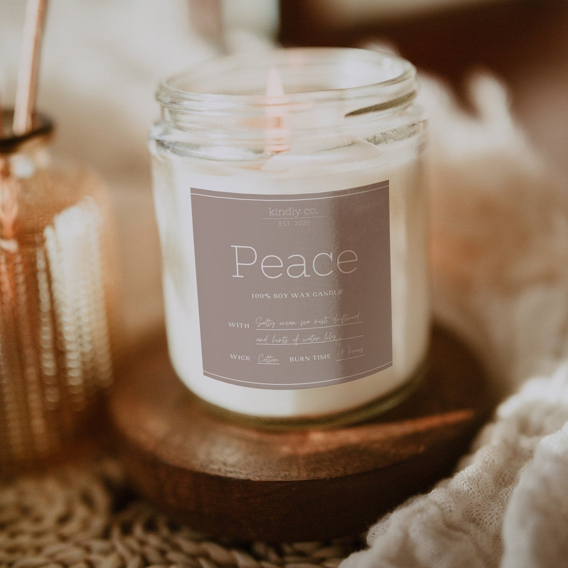 Peace Candle Long Lasting Candle Jar Candle Sea Scented Etsy