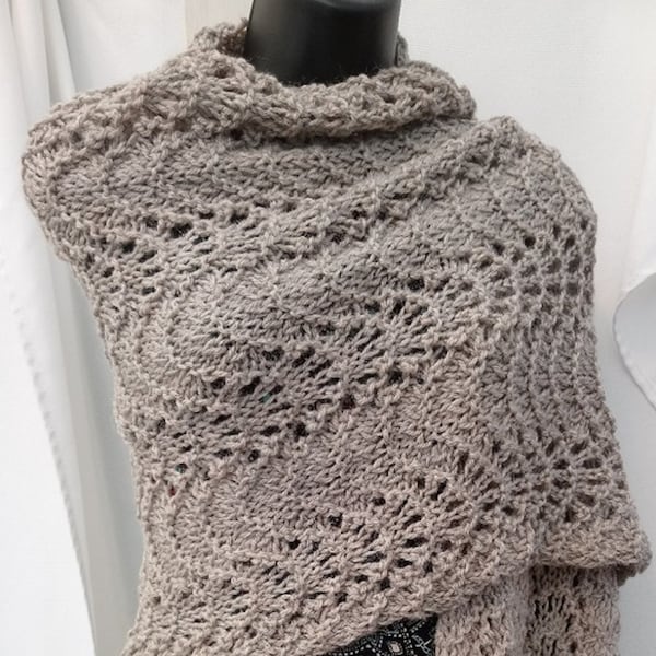 Cosy Hand knitted Wrap with Alpaca