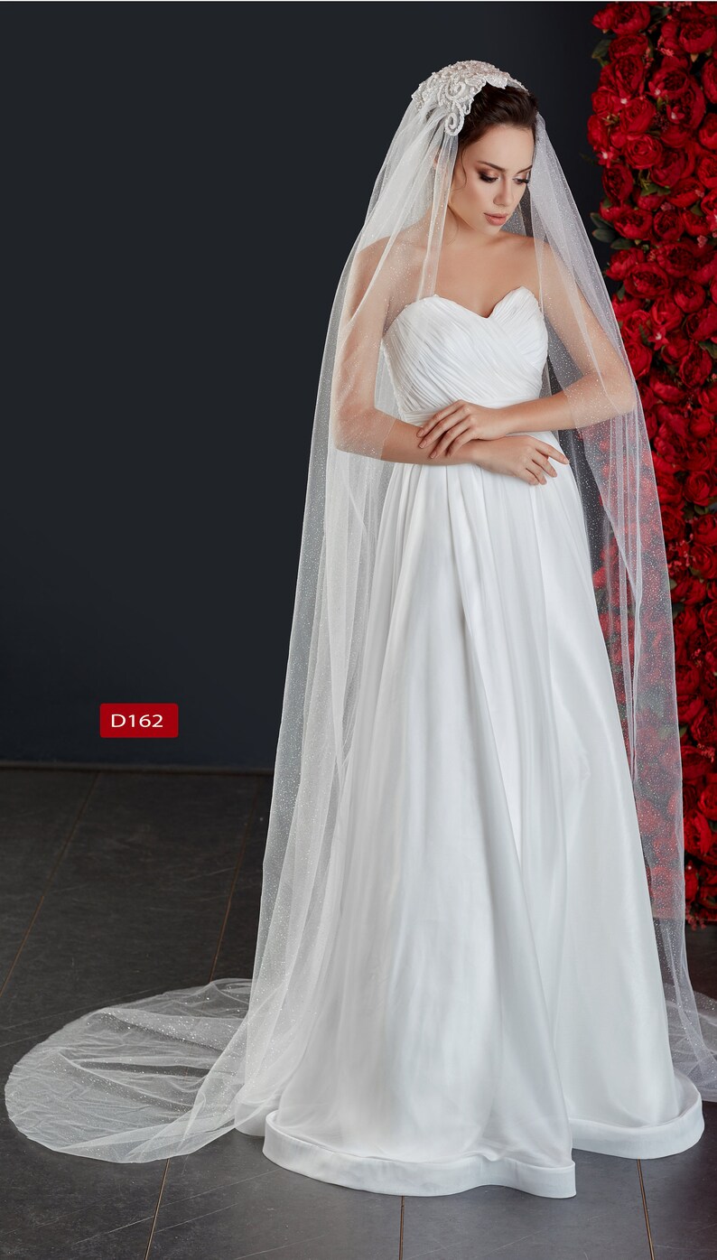 First Quality Bridal Veil Lace and Shiny Tulle Wedding Veil Lace Shiny Tulle Veil D-162