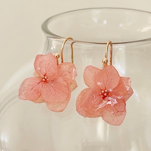 Orange/Blue purple Hydrangeas Drop Dangle Earrings real flowers earrings minimalist boho chic handmade gift for her wedding gift