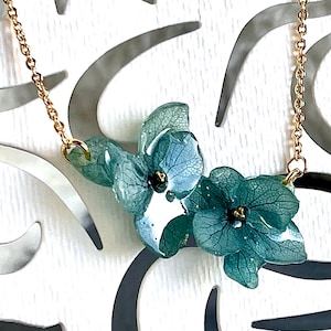 Green Hydrangea Necklace Hortensia flower necklace bridal jewellery wedding necklace preserved flower accessories gift for her gift birthday